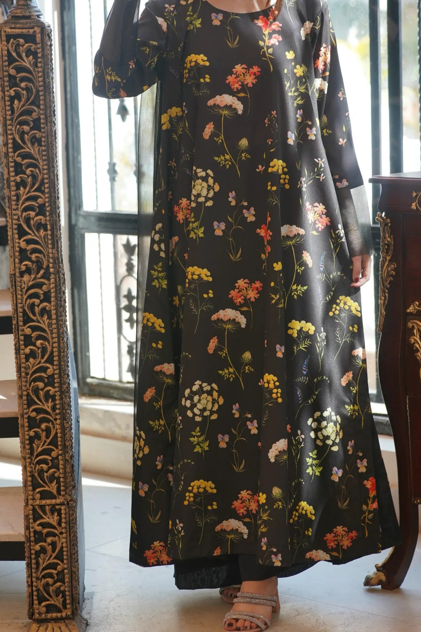 Tailored 2 Piece Crepe Maxi - Black Onyx