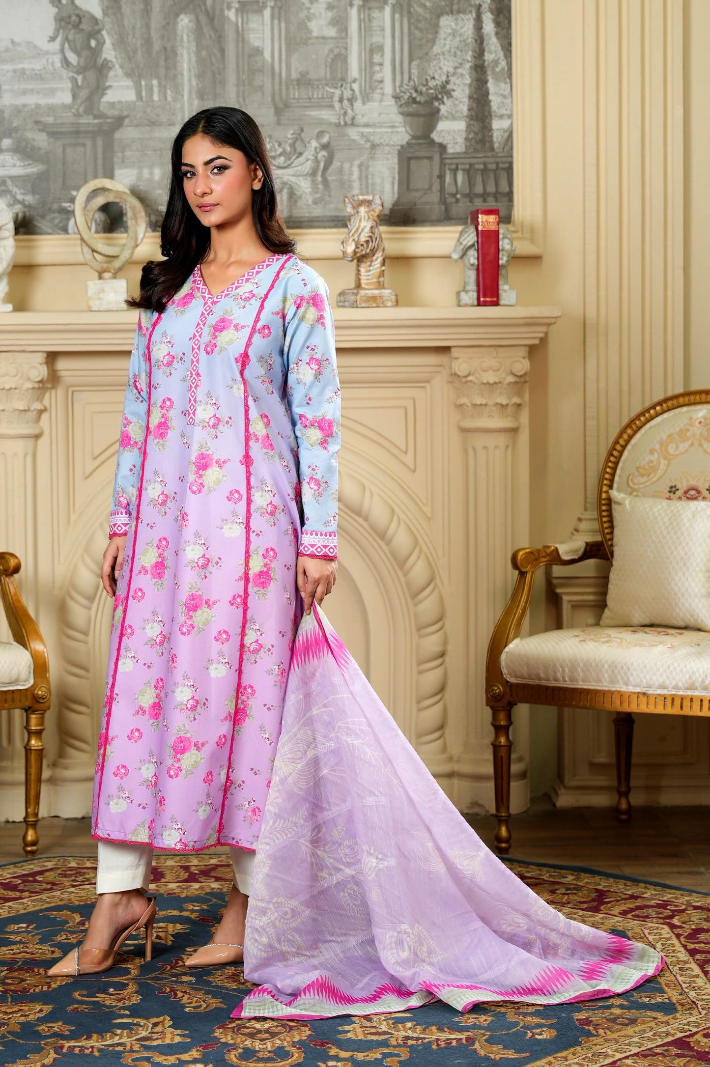 LACED INDIGO Tailored 2 Piece Pure Lawn