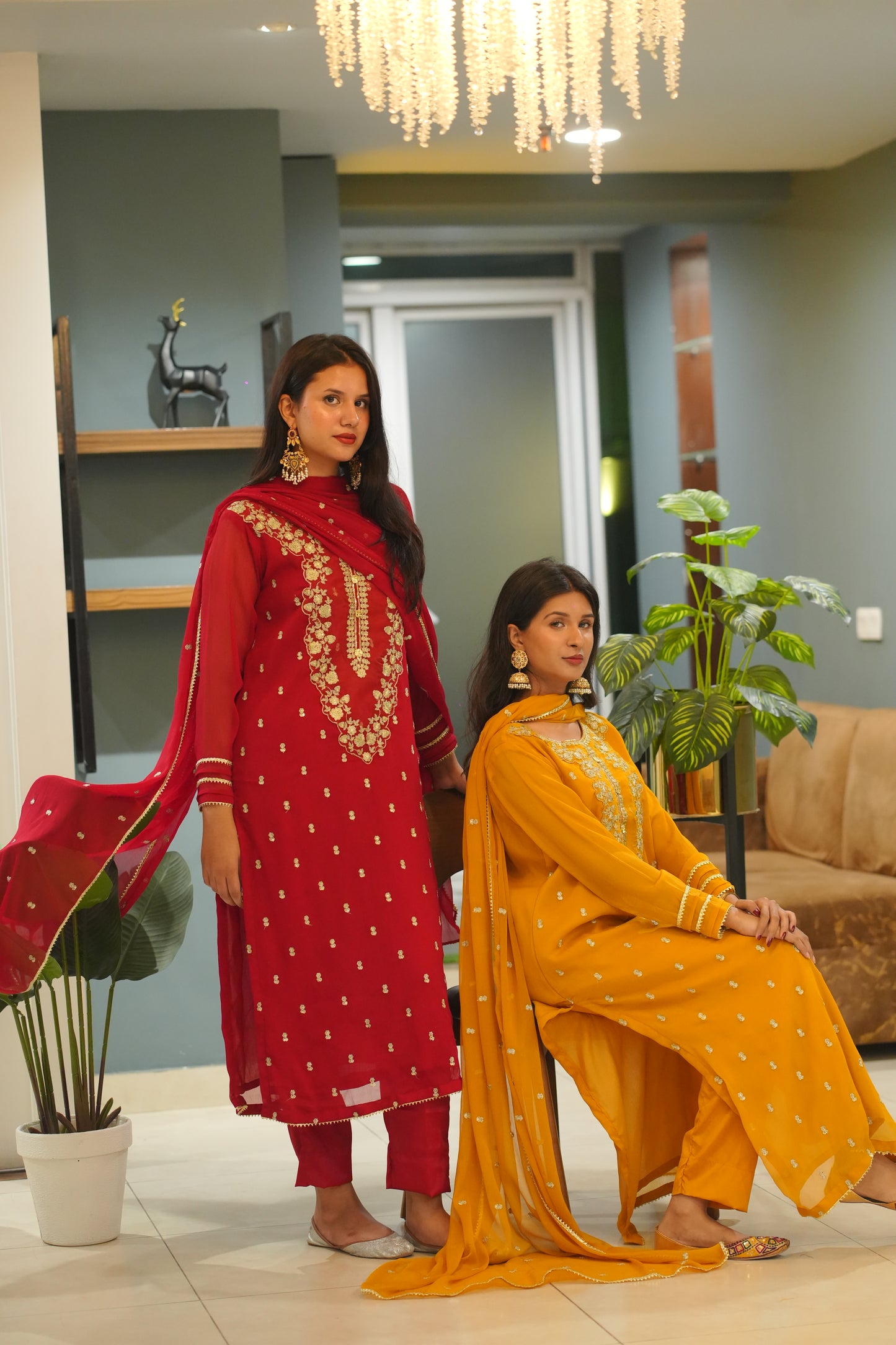 Tailored 3 Piece Embroidered Chiffon - Sienna