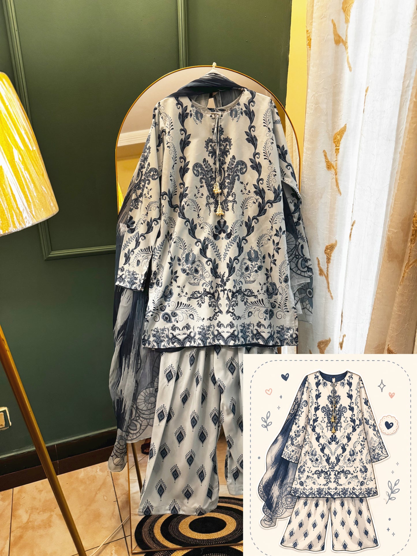Sky Blue Farshi 3pc Ready To Wear