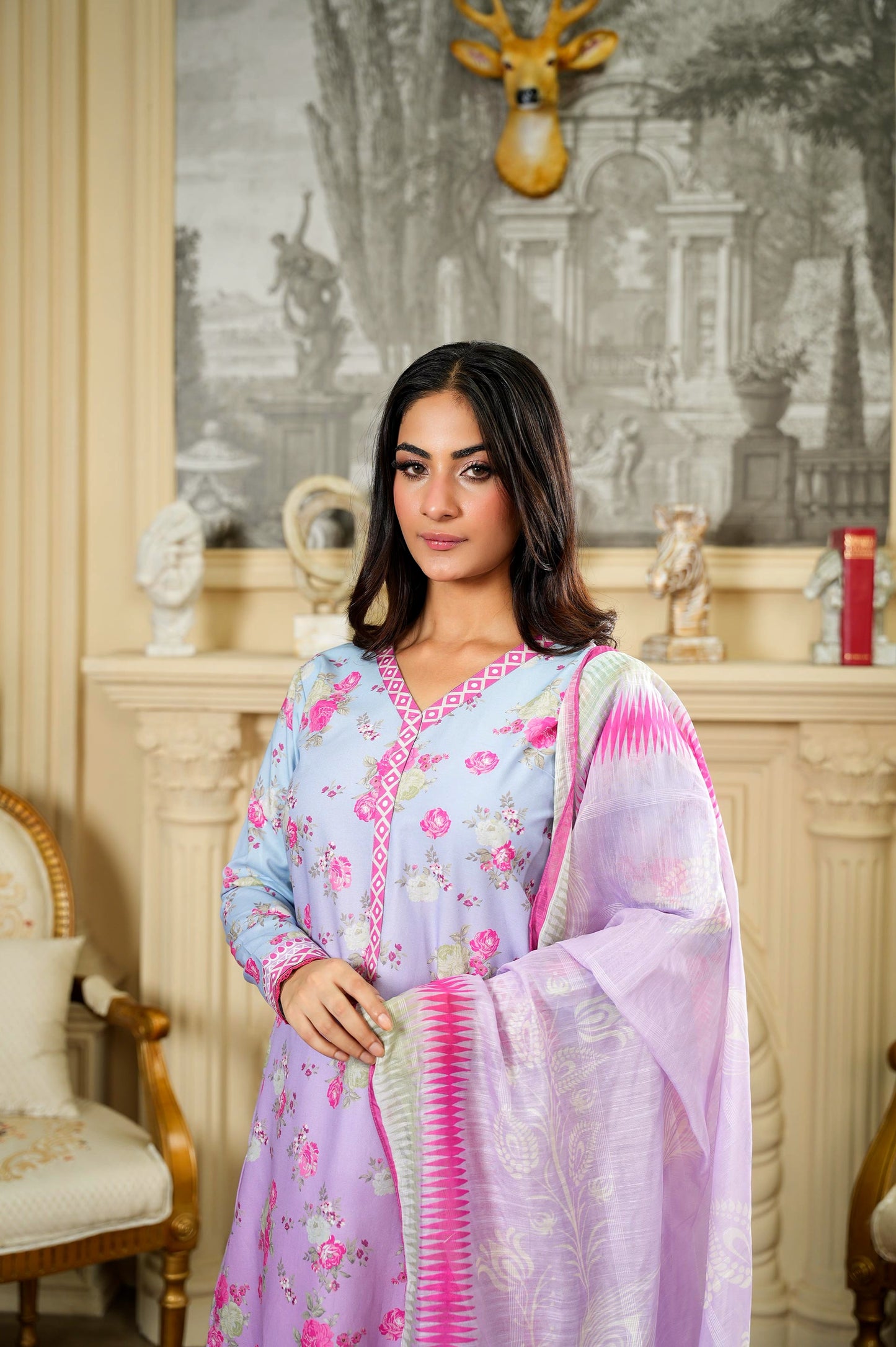 Blue & Indigo Tailored 3 Piece Pure Lawn