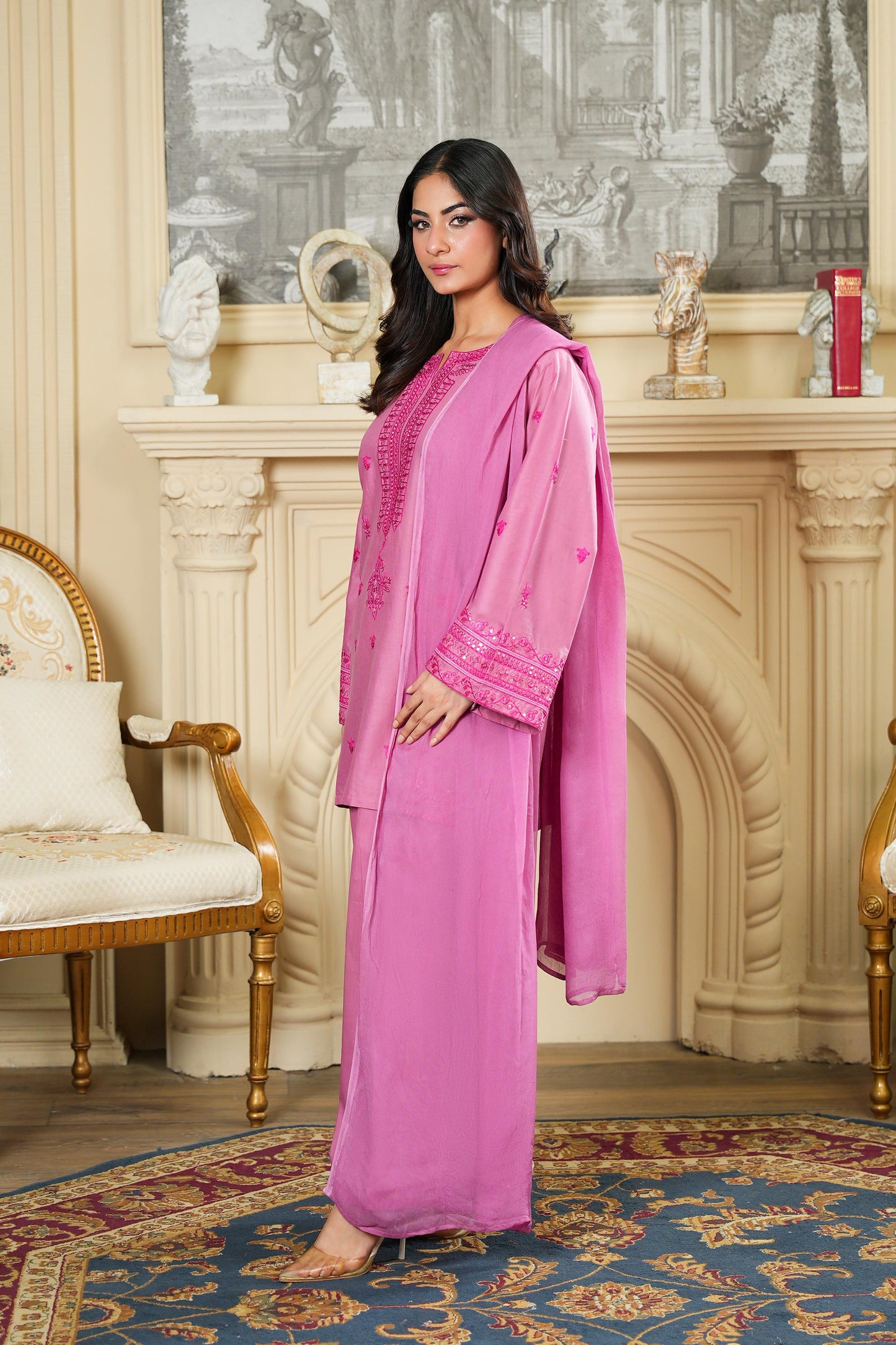 Farshi Shalwar Pink Tailored 2 Piece Embroidered Lawn