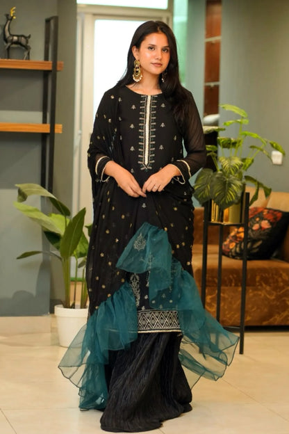 Tailored 3 Piece Embroidered Chiffon