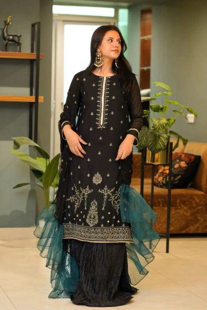 Tailored 3 Piece Embroidered Chiffon