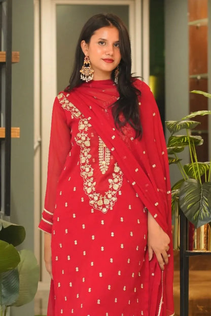 Tailored 3 Piece Embroidered Chiffon - Sienna