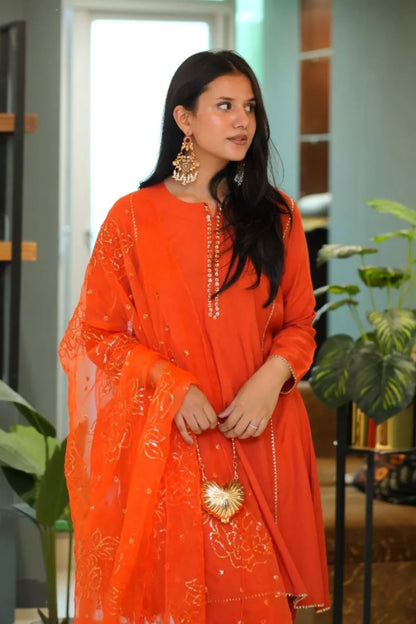 Tailored 3 Piece China Raw Silk - Sharjeena