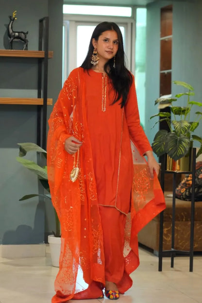 Tailored 3 Piece China Raw Silk - Sharjeena