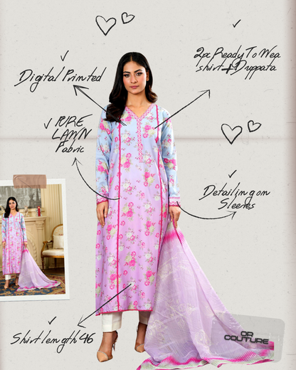 LACED INDIGO Tailored 2 Piece  Pure Lawn