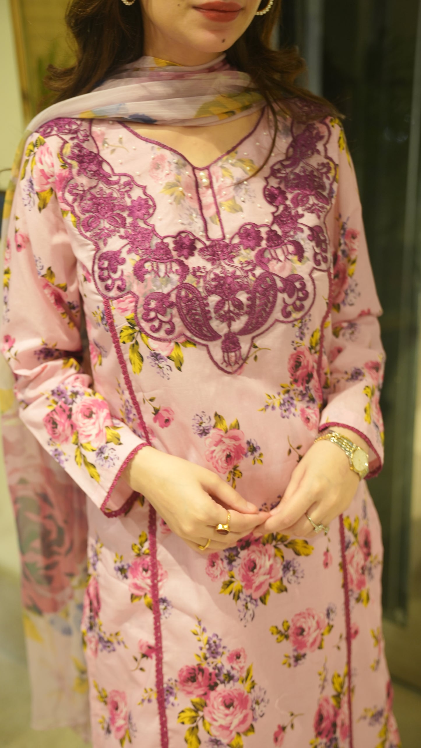 Lilac Tailored 3 Piece Embroidered Pure Lawn