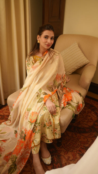 Lemon Tailored 3 Piece Embroidered Pure Lawn