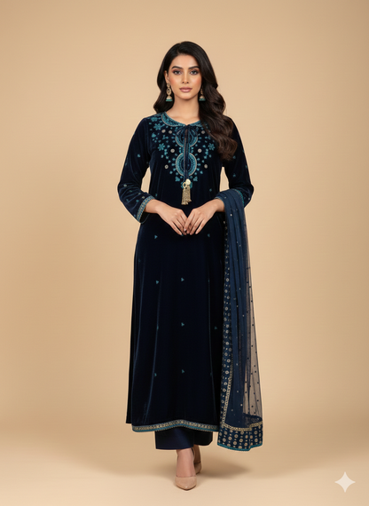 ZICN BLUE LUXURY VELVET COUTURE