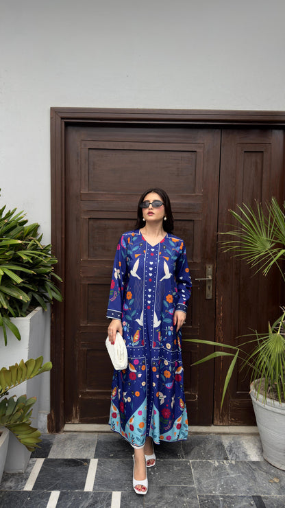 BLUE BIRD Poly Lawn Flared Shirt