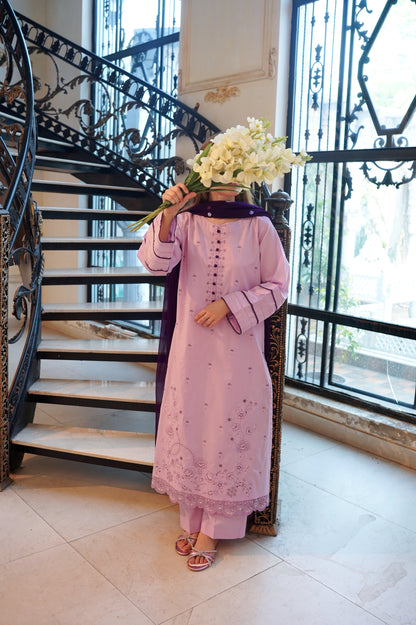 LILAC LUXURY PRINTED EMBROIDERED LAWN SET