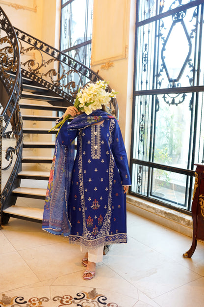 MIDNIGHT BLUE LUXURY EMBROIDERED LAWN SET