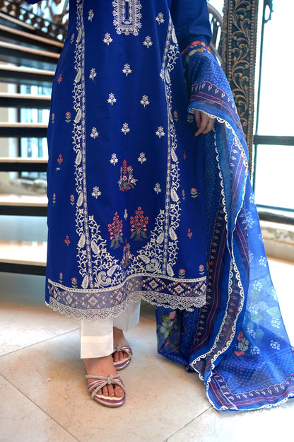MIDNIGHT BLUE LUXURY EMBROIDERED LAWN SET