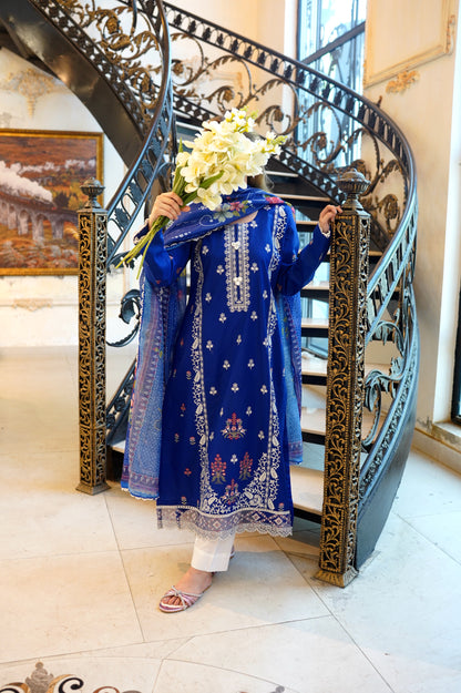 MIDNIGHT BLUE LUXURY EMBROIDERED LAWN SET