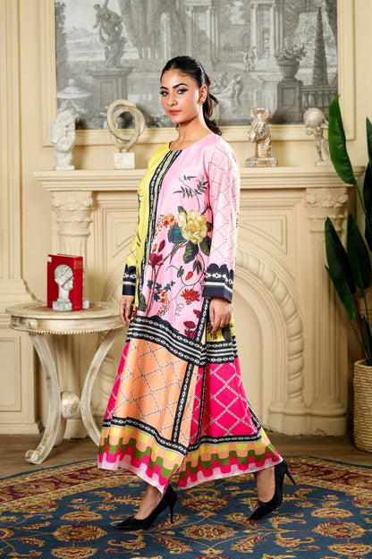 Floral Silk Lawn Flared Shirt