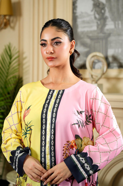 Floral Silk Lawn Flared Shirt