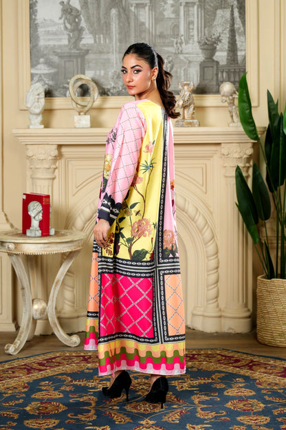 Floral Silk Lawn Flared Shirt