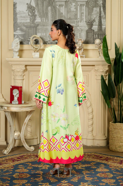 GREEN FLORAL Poly Lawn Flared Shirt