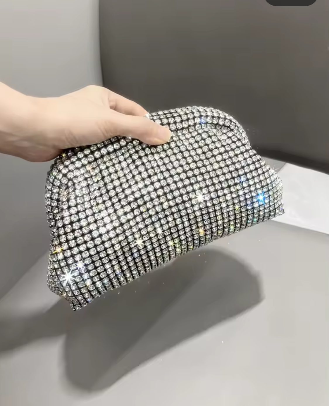 AB Silver Rhinestones Clutch Bag