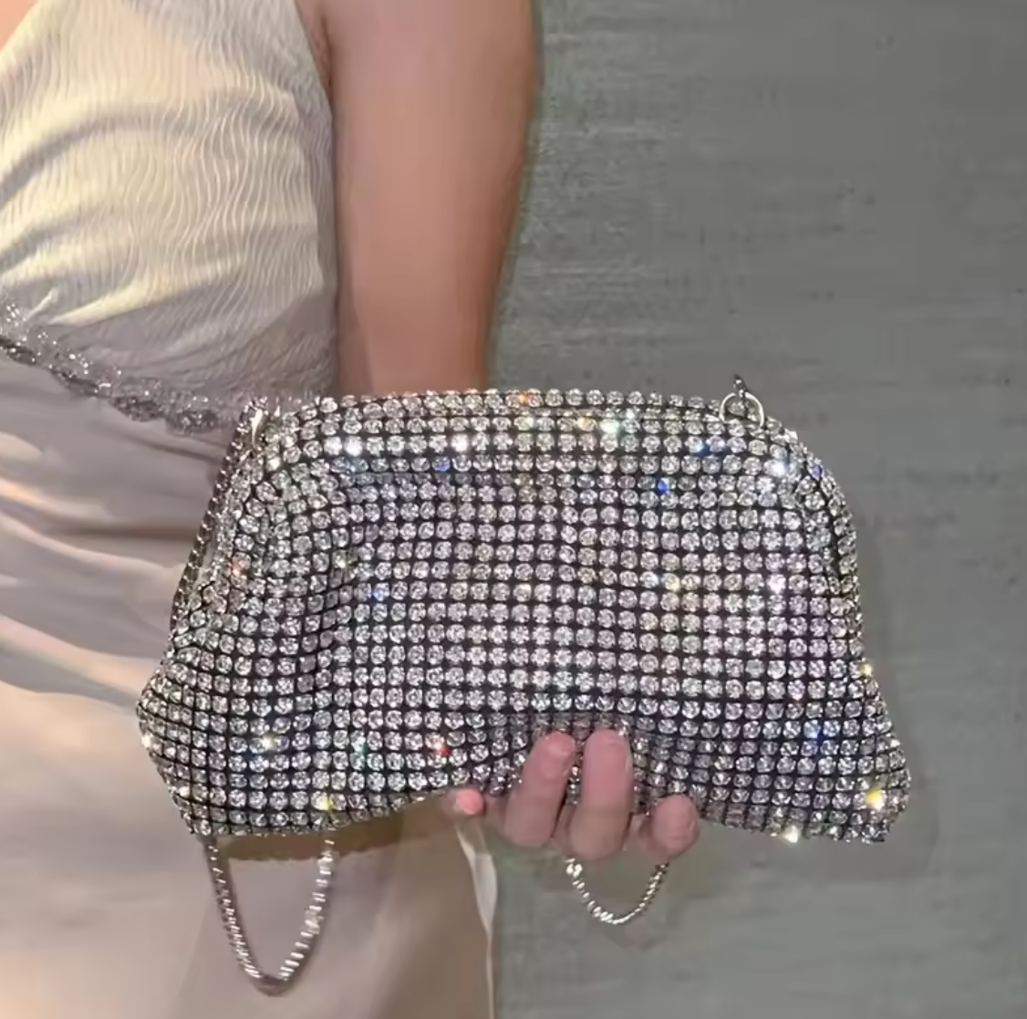 AB Silver Rhinestones Clutch Bag