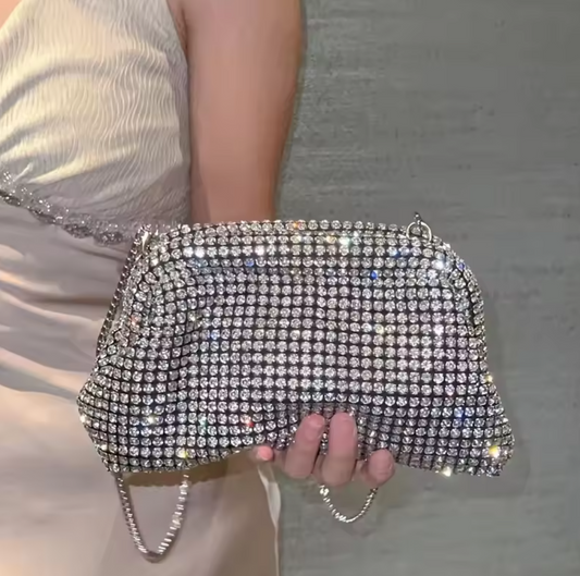 AB Silver Rhinestones Clutch Bag