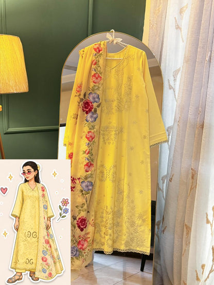Lemon Sunflower 3pc Ready To Wear