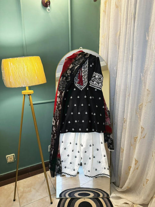 Black Farshi 3pc Ready To Wear