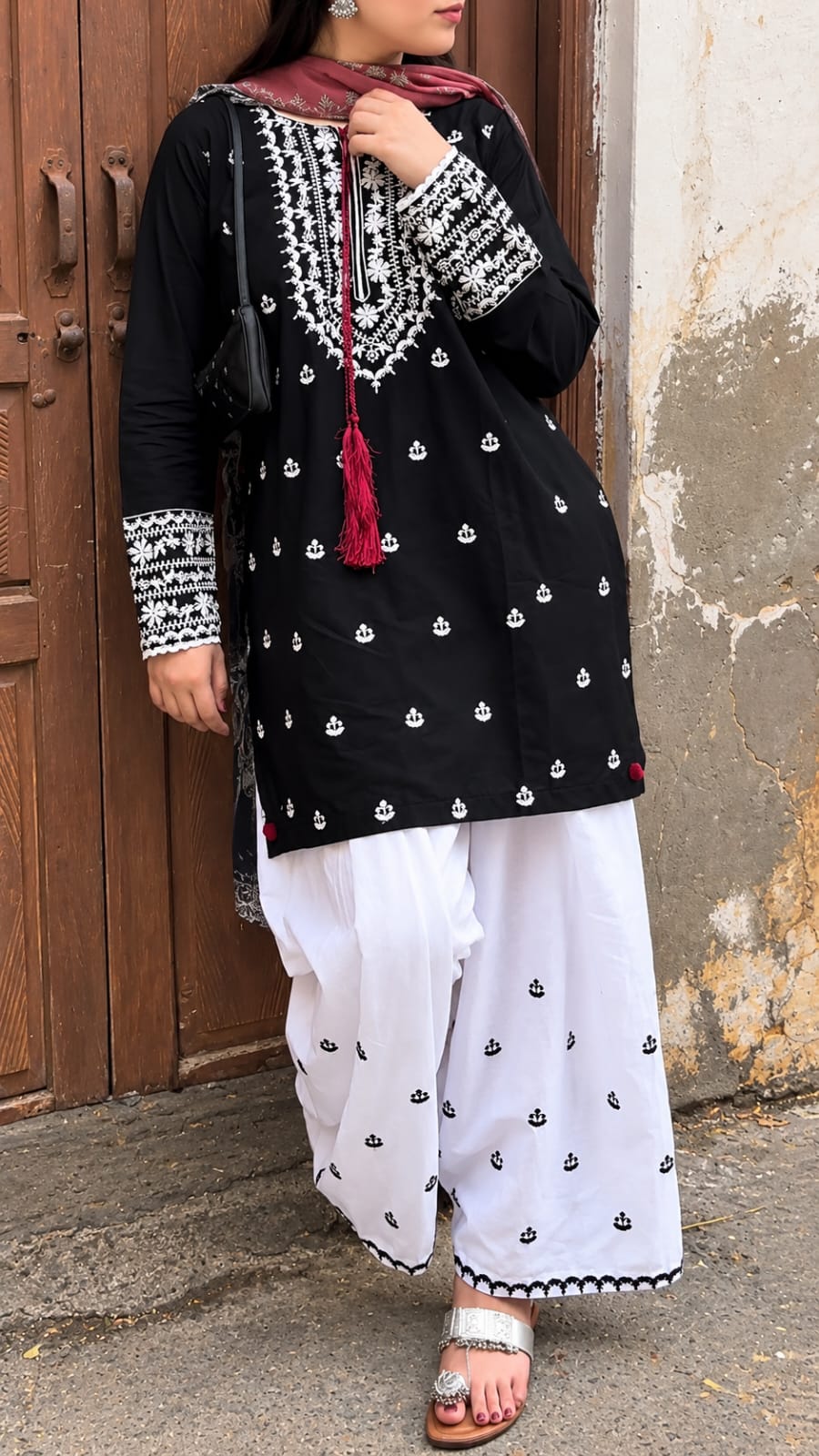 Black Farshi 3pc Ready To WearI (Full Sleeves)