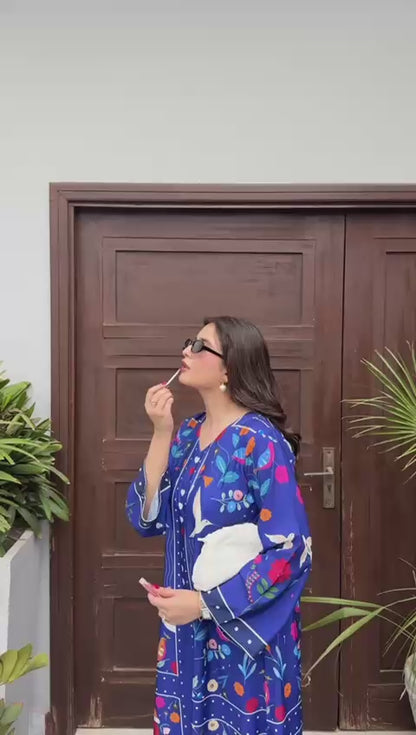 BLUE BIRD Poly Lawn Flared Shirt