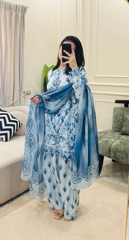 Sky Blue Farshi 3pc Ready To Wear